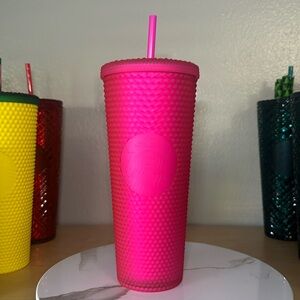 Venti Starbucks studded tumbler matte hot pink NWT